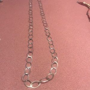 Silver toned oval link chain necklace very long